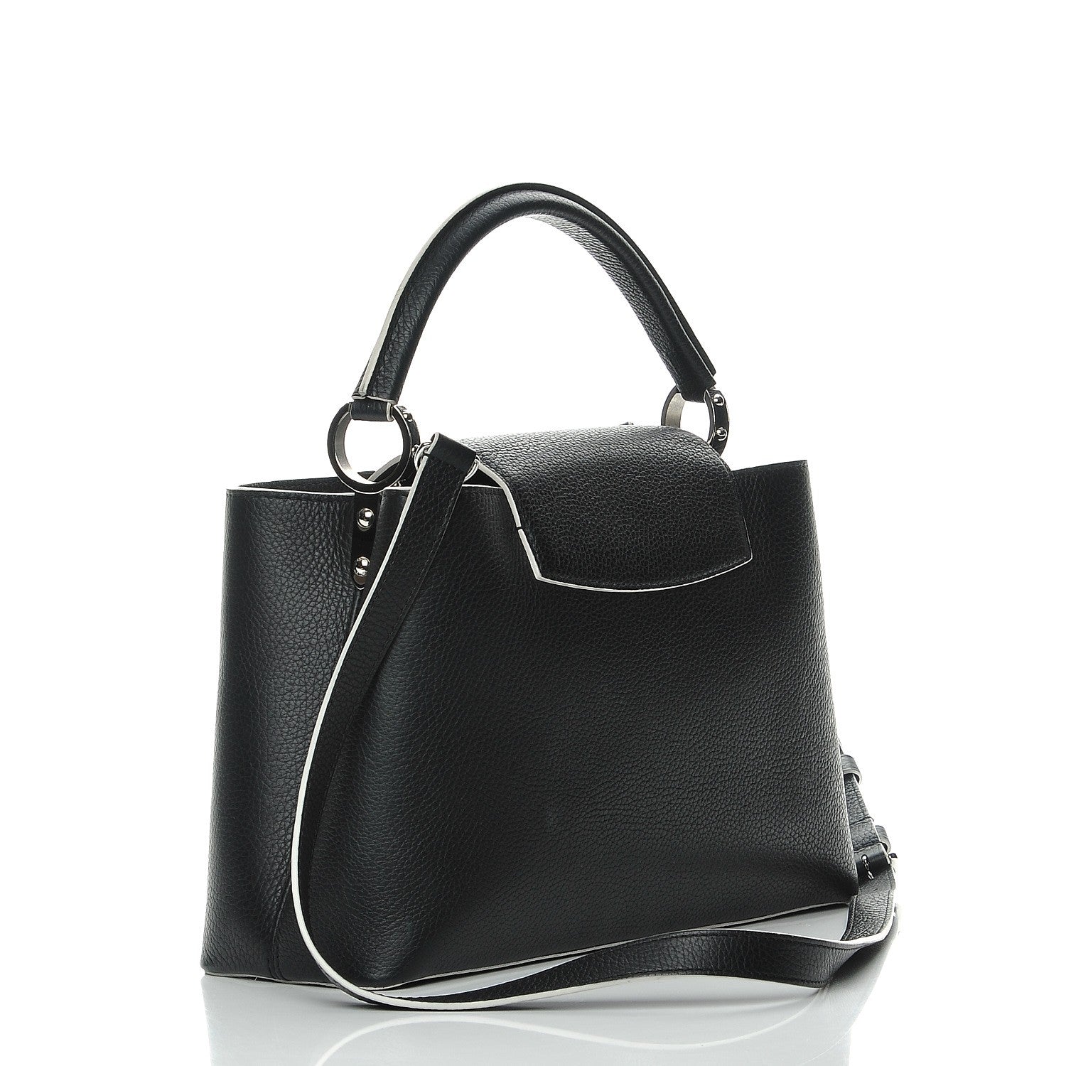 Louis Vuitton Taurillon Capucines PM Black White 4 of 8