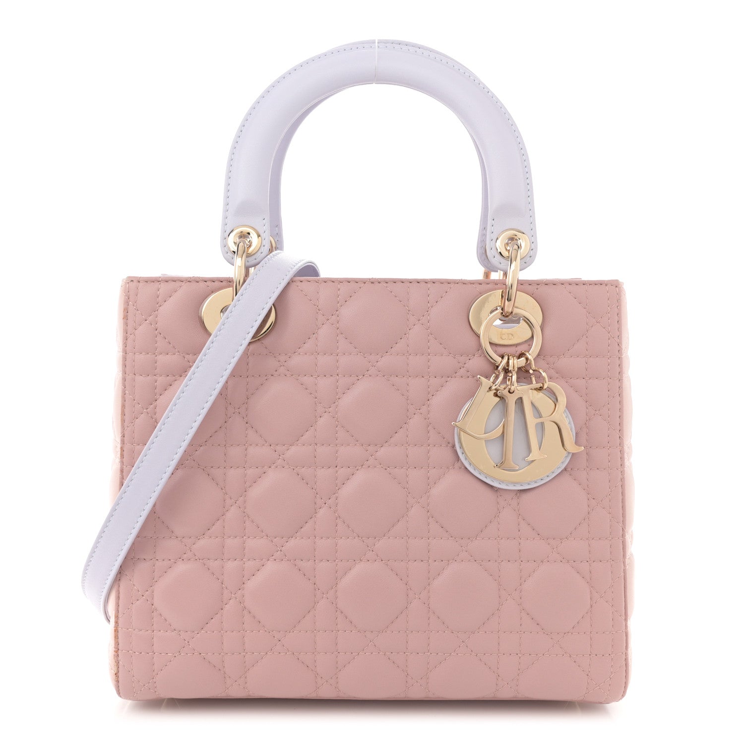 Christian Dior Lambskin Cannage Medium Tri-Color Lady Dior Rose Pale 1 of 14