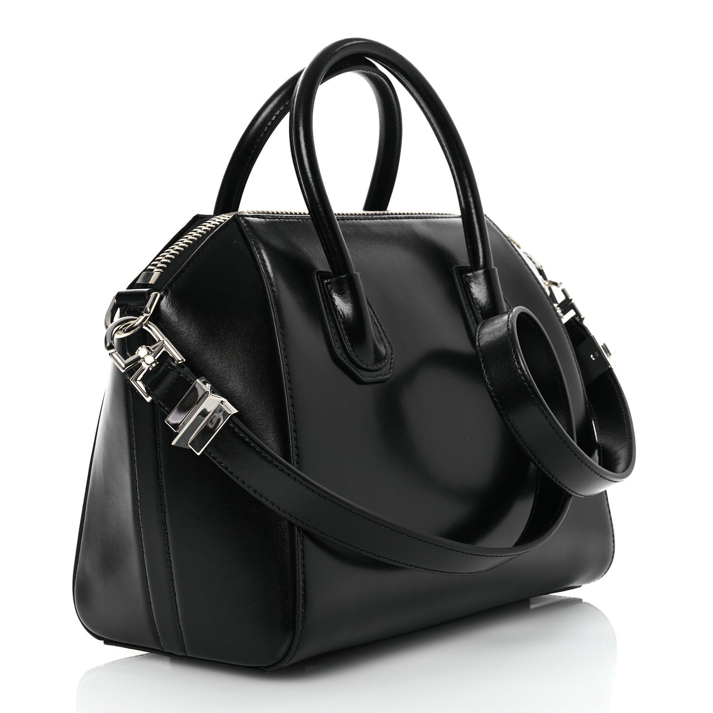 Shiny Lord Calfskin Small Antigona Black