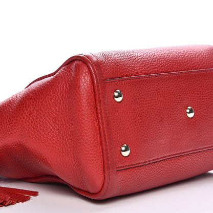 Gucci Pebbled Calfskin Small Soho Top Handle Bag Red 9 of 17