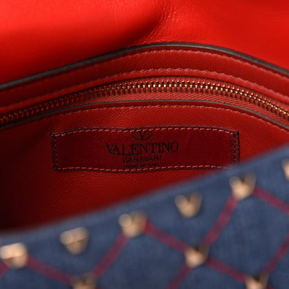 Valentino Garavani Denim Nappa Medium Rockstud Spike Shoulder Bag Denim Rouge 8 of 9