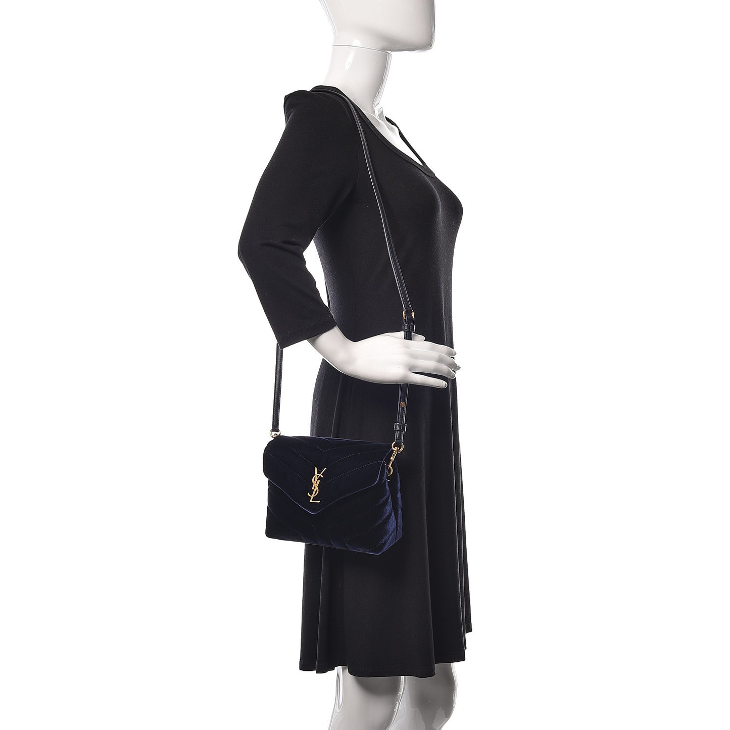 Velvet Y Quilted Monogram Toy Loulou Crossbody Bag Navy