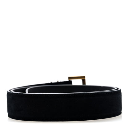 Saint Laurent Suede Calfskin Monogram Square Buckle Belt 85 34 Black 2 of 5
