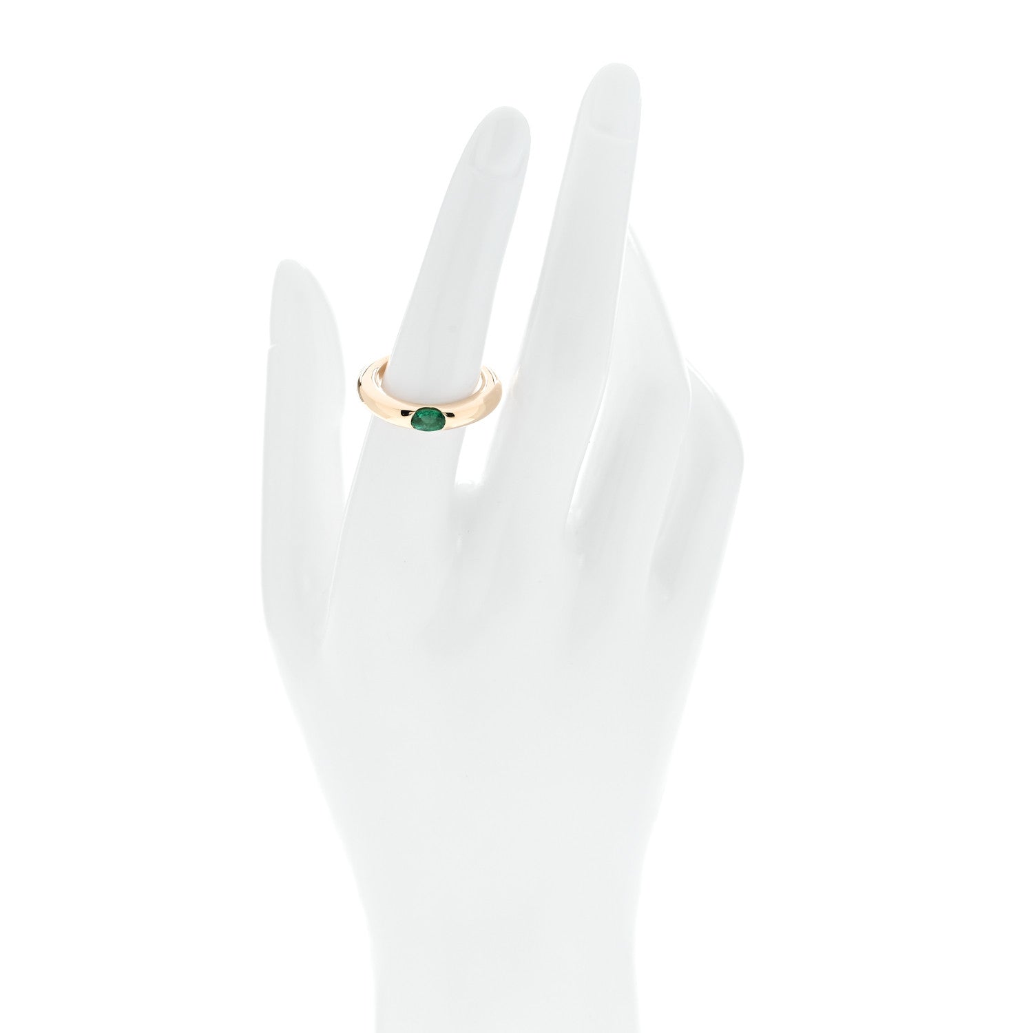 Cartier 18K Yellow Gold Emerald Ellipse Oval Cut Ring 54 6.75 2 of 4