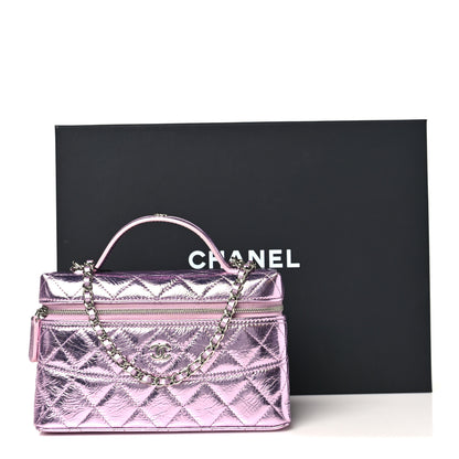 Chanel Metallic Calfskin Quilted Slim Vanity With Chain Pink 11 of 11