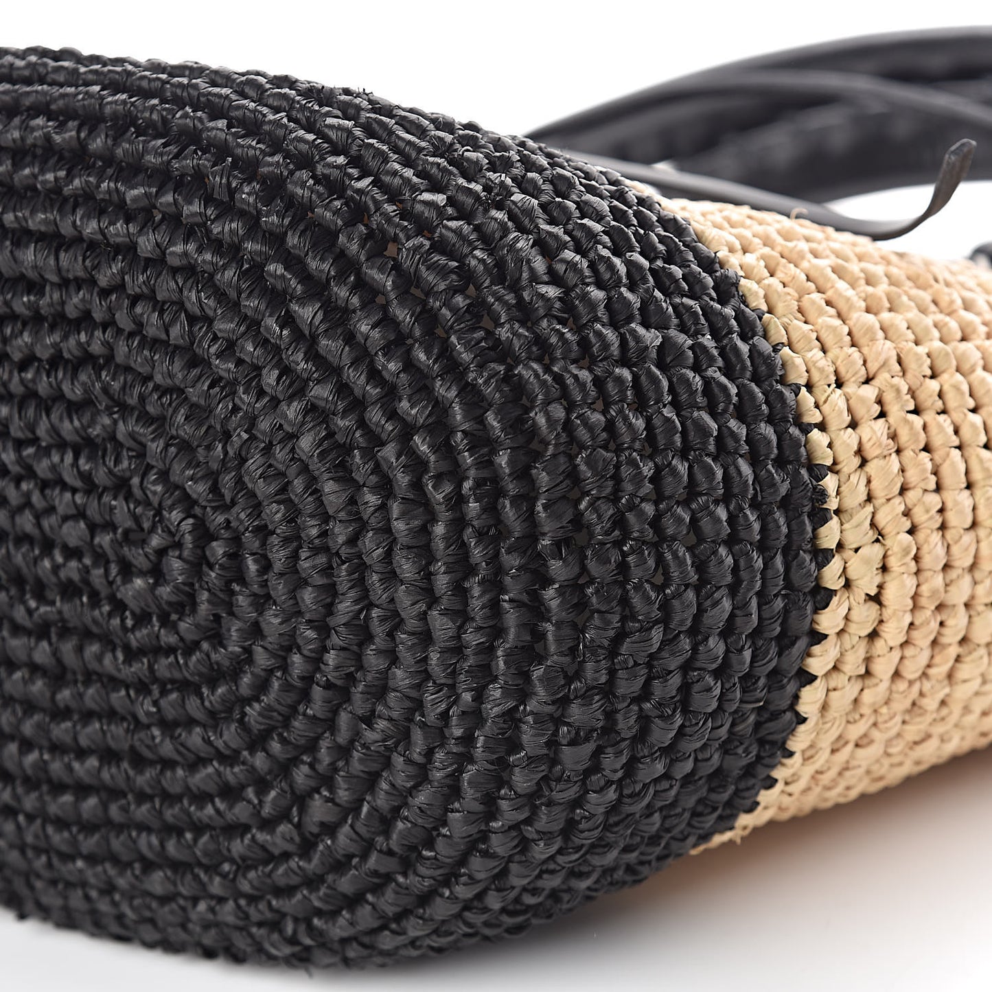 Raffia Bi-Color Panier Basket Tote Natural Black