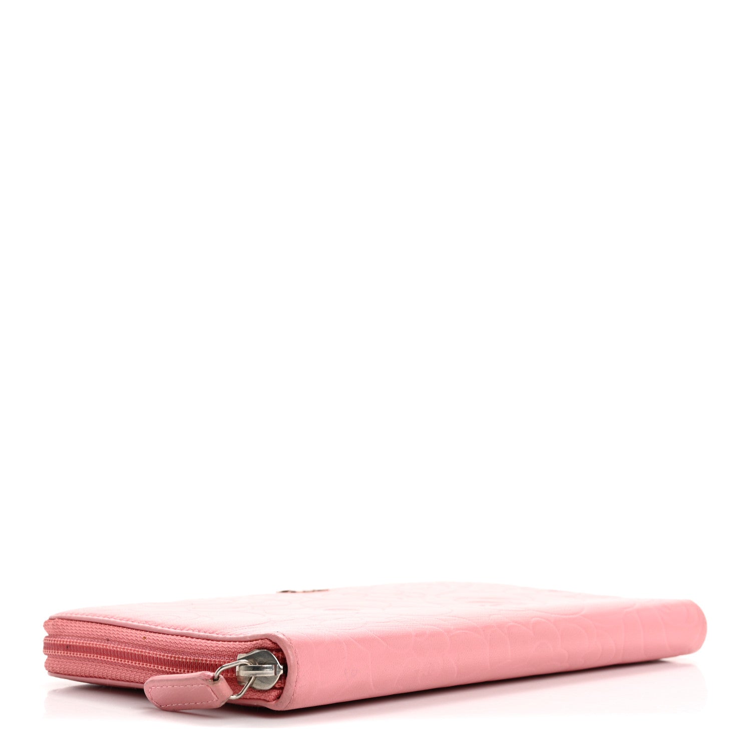 Chanel Lambskin Camellia Embossed Zip Around Organizer Wallet Pink 4 of 22