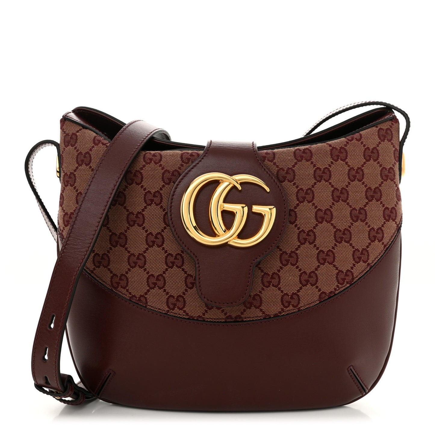 GG Monogram Calfskin Medium Arli Shoulder Bag Sahara Rubino Chardonnay