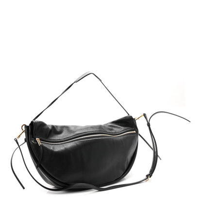 Celine Shiny Lambskin Soft Triomphe Half Moon Bag Black 3 of 9