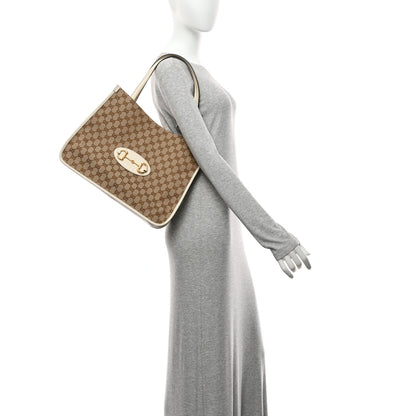 Gucci Monogram New Sakai Calfskin Lux Horsebit 1955 Tote Beige Ebony Mystic White 2 of 11