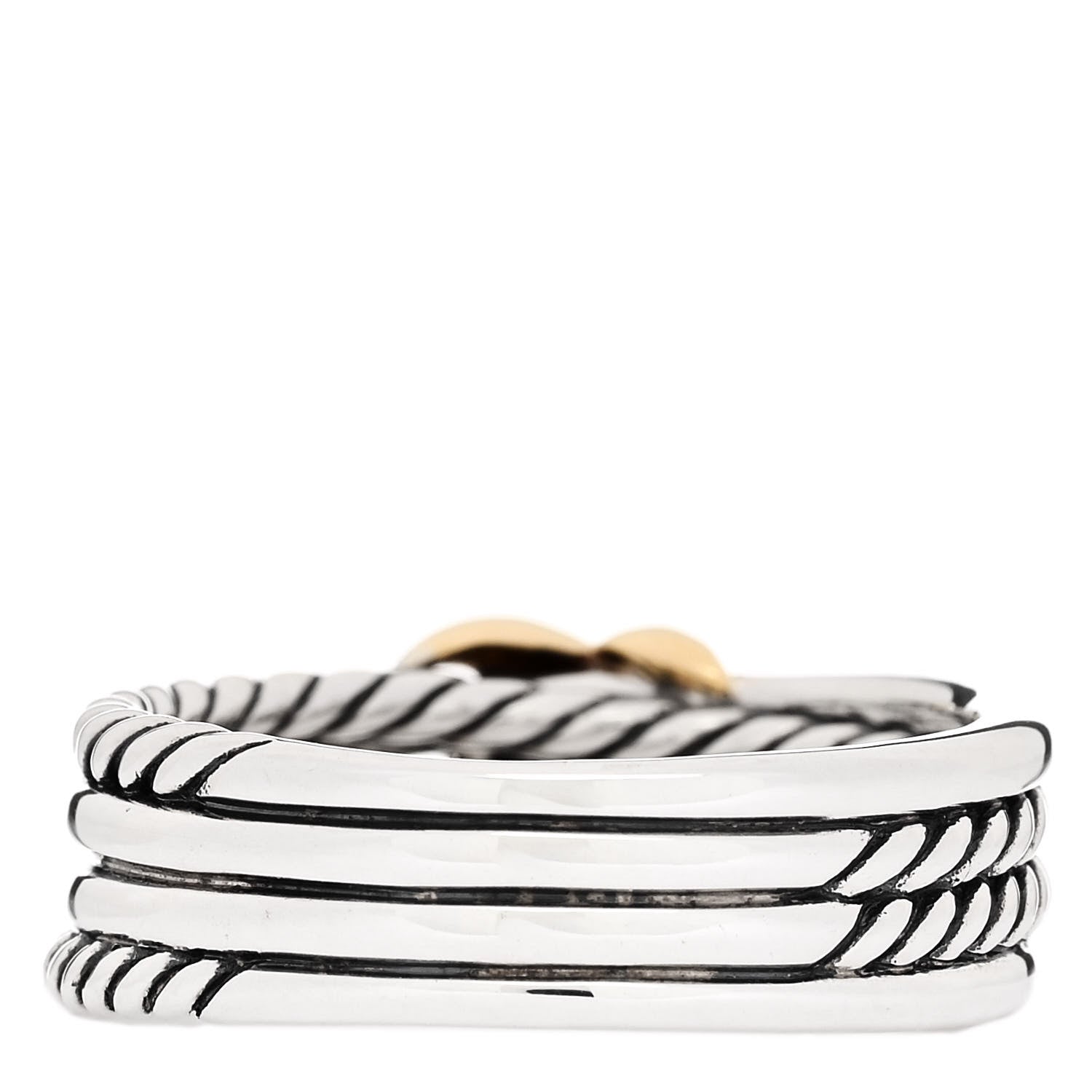 David Yurman Sterling Silver 18K Yellow Gold 6mm X Crossover Ring 54 7 3 of 4