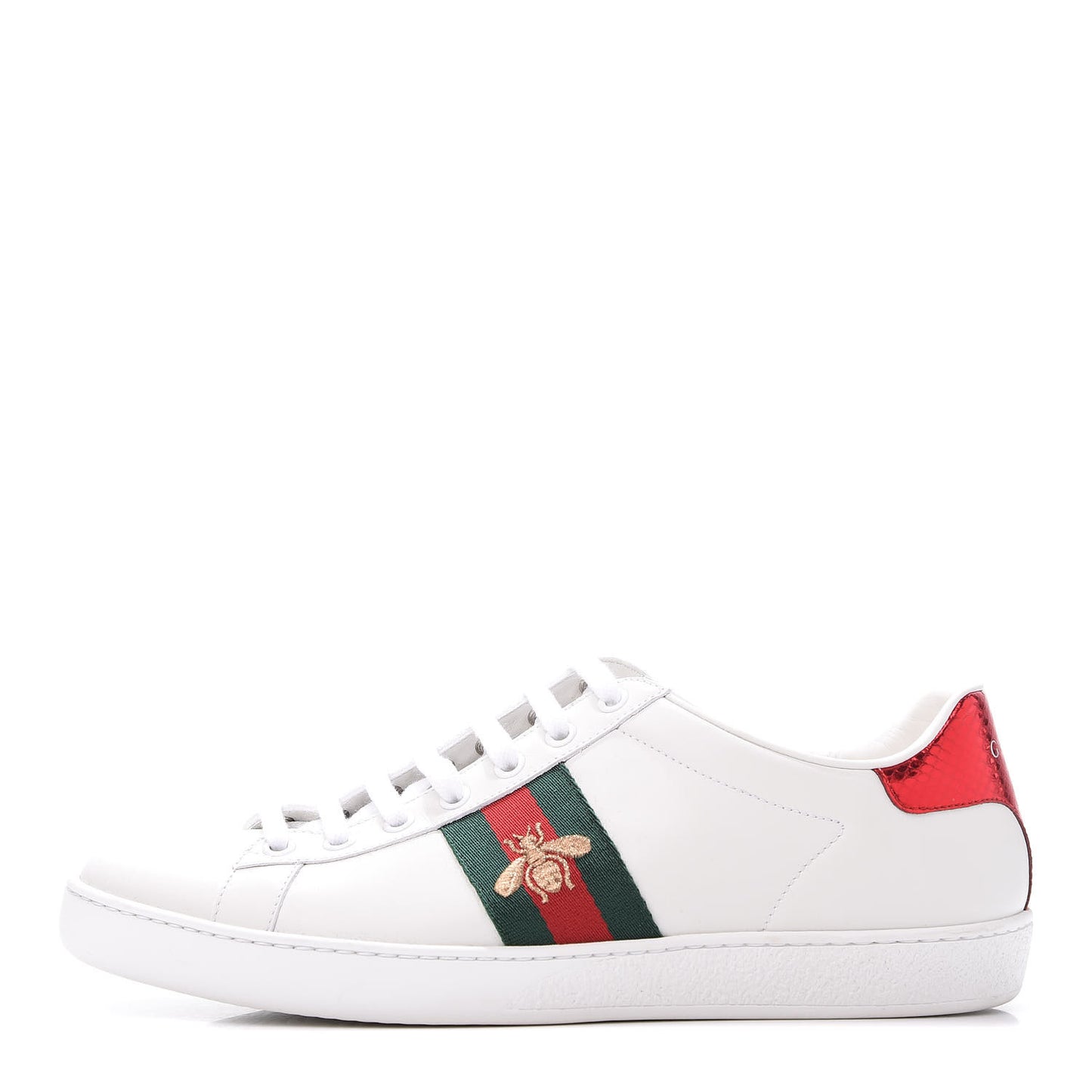 Calfskin Ayers Web Bee Embroidered Ace Sneakers 40 White