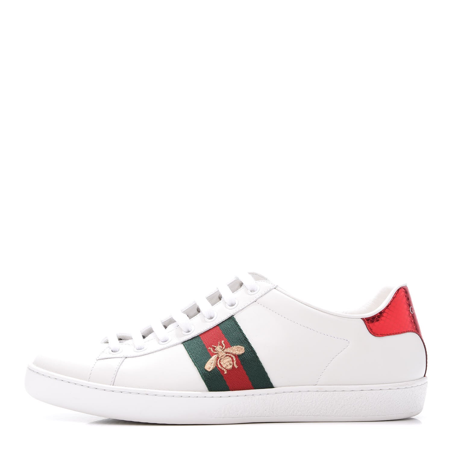 Gucci Calfskin Ayers Web Bee Embroidered Ace Sneakers 40 White 1 of 11