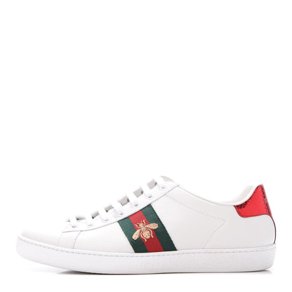 Gucci Calfskin Ayers Web Bee Embroidered Ace Sneakers 40 White 1 of 11
