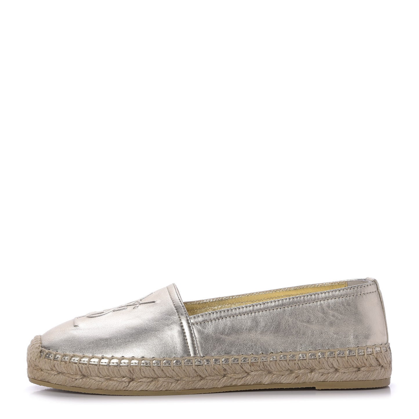 Metallic Lambskin Monogram Espadrilles 37 Platino