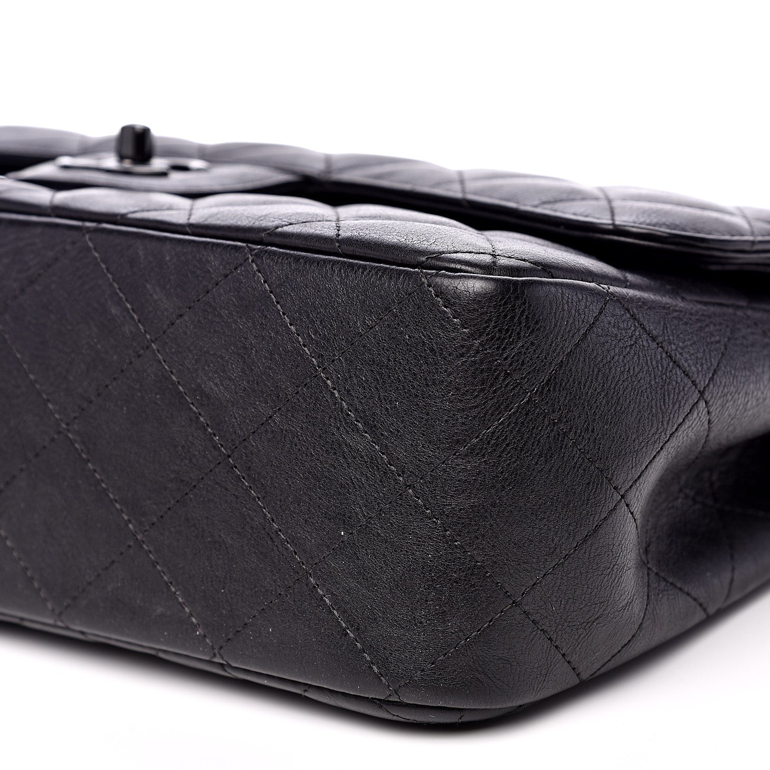 Chanel Crumpled Calfskin Quilted Jumbo Double Flap So Black 10 of 15