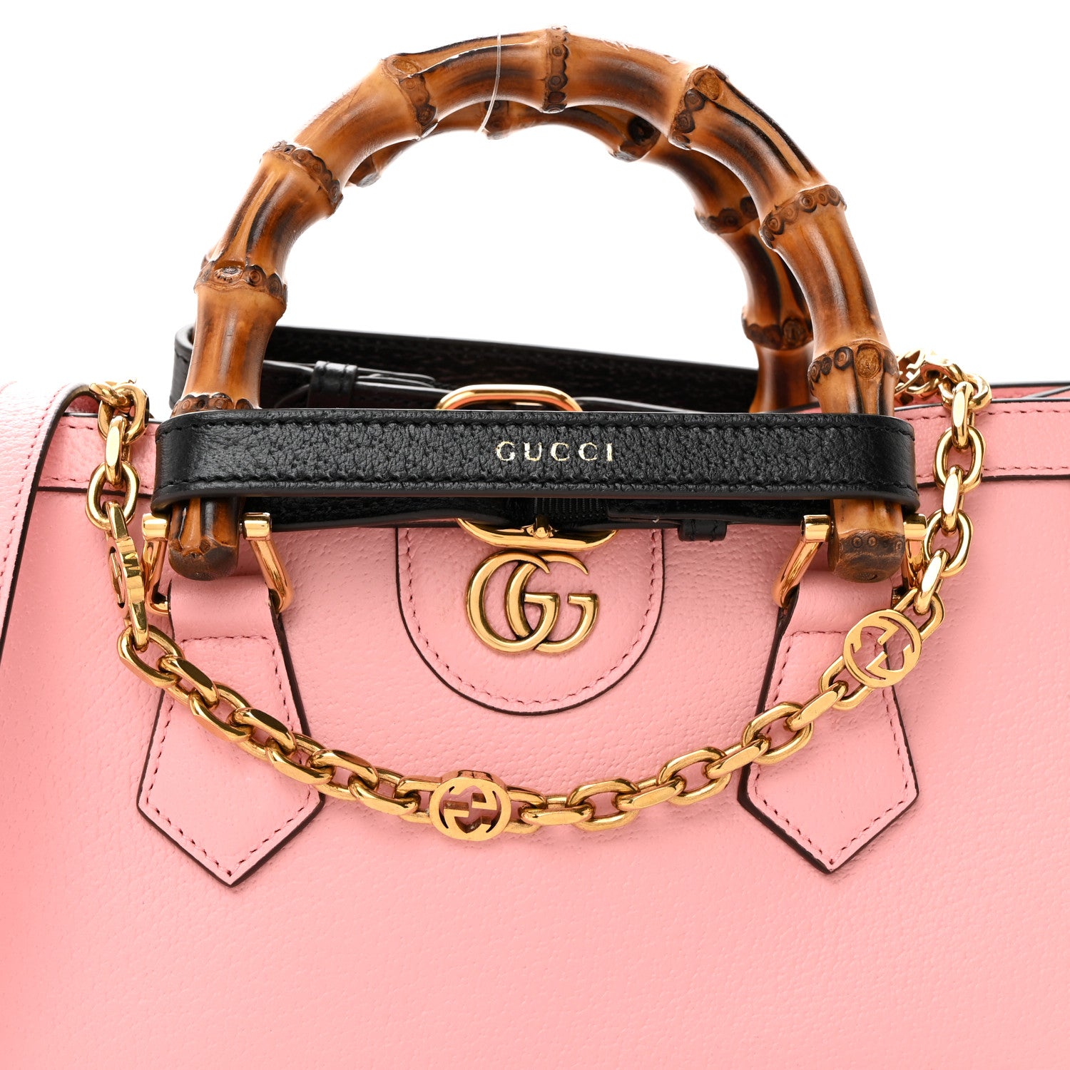 Gucci Textured Dollar Calfskin Web Small Diana Shoulder Bag Wild Rose Black 8 of 10