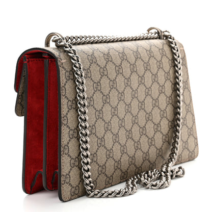 Gucci GG Supreme Monogram Suede Small Dionysus Shoulder Bag Beige Ebony Vulcanic Red 3 of 10