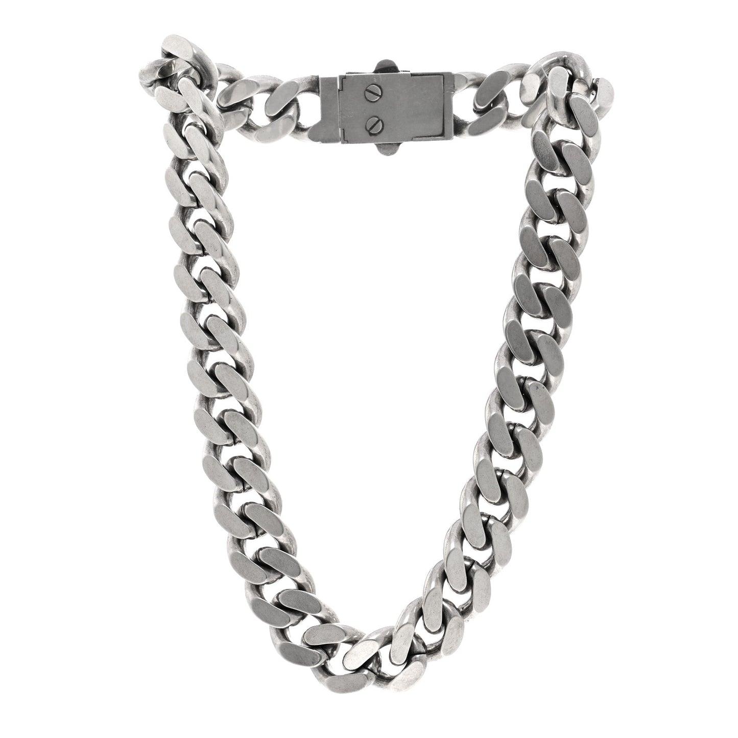 Metal Curb Chain Necklace Oxidized Silver