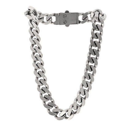 Saint Laurent Metal Curb Chain Necklace Oxidized Silver 3 of 4