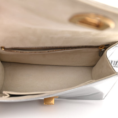 Christian Dior Metallic Patent Studded Small Diorama Flap Bag Silver 5 of 10