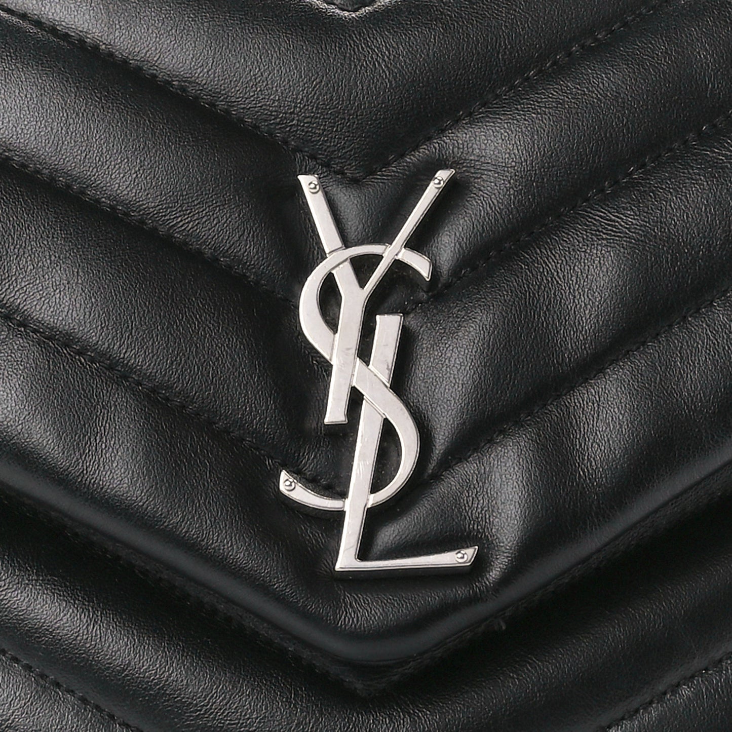 Calfskin Y Quilted Monogram Medium Loulou Chain Satchel Black