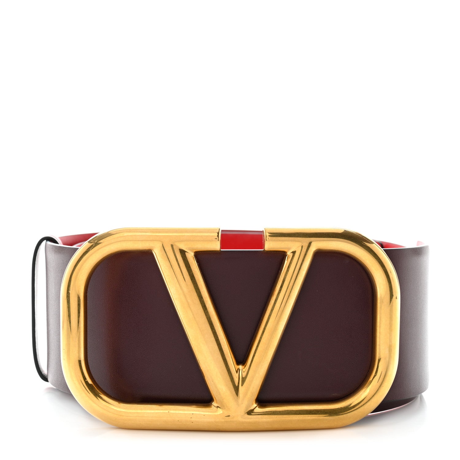Valentino Garavani Glossy Calfskin VLogo Reversible 70mm Belt 85 34 Rubin Rouge Pur 1 of 5
