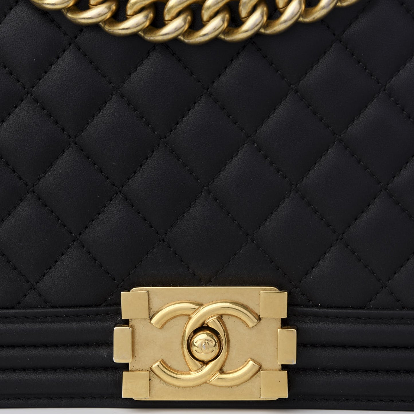 Calfskin Quilted New Medium Boy Flap Black