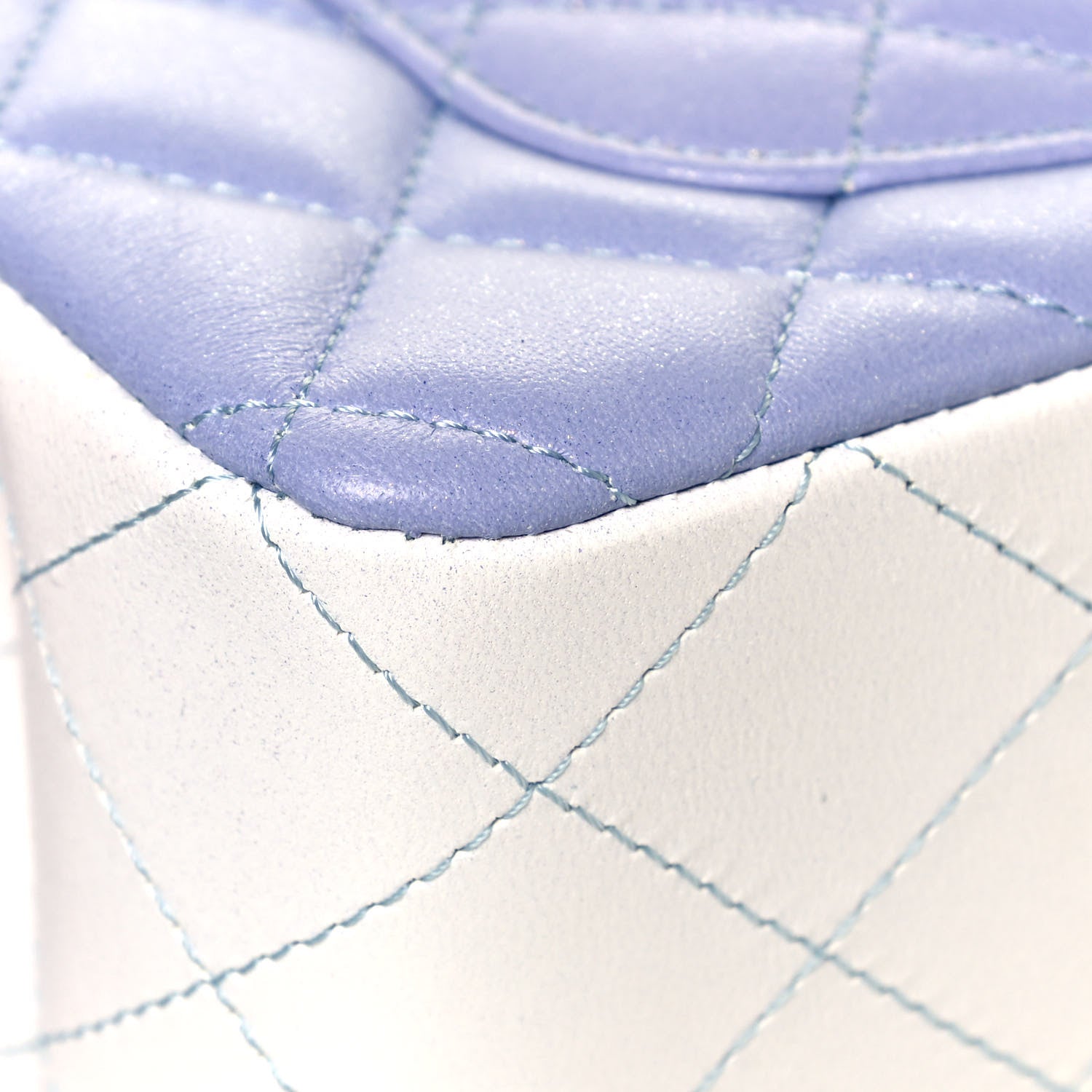 Chanel Perforated Lambskin Quilted Mini Rectangular Flap Light Blue Light Purple White 8 of 11