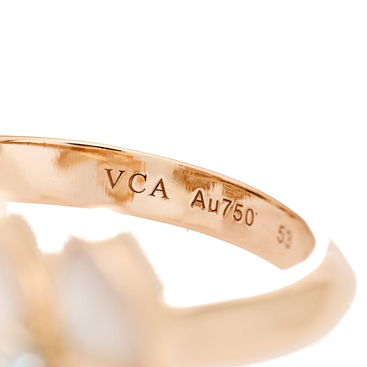 18K Rose Gold Diamond Mother of Pearl Two Butterfly Between The Finger Ring 53 6.5