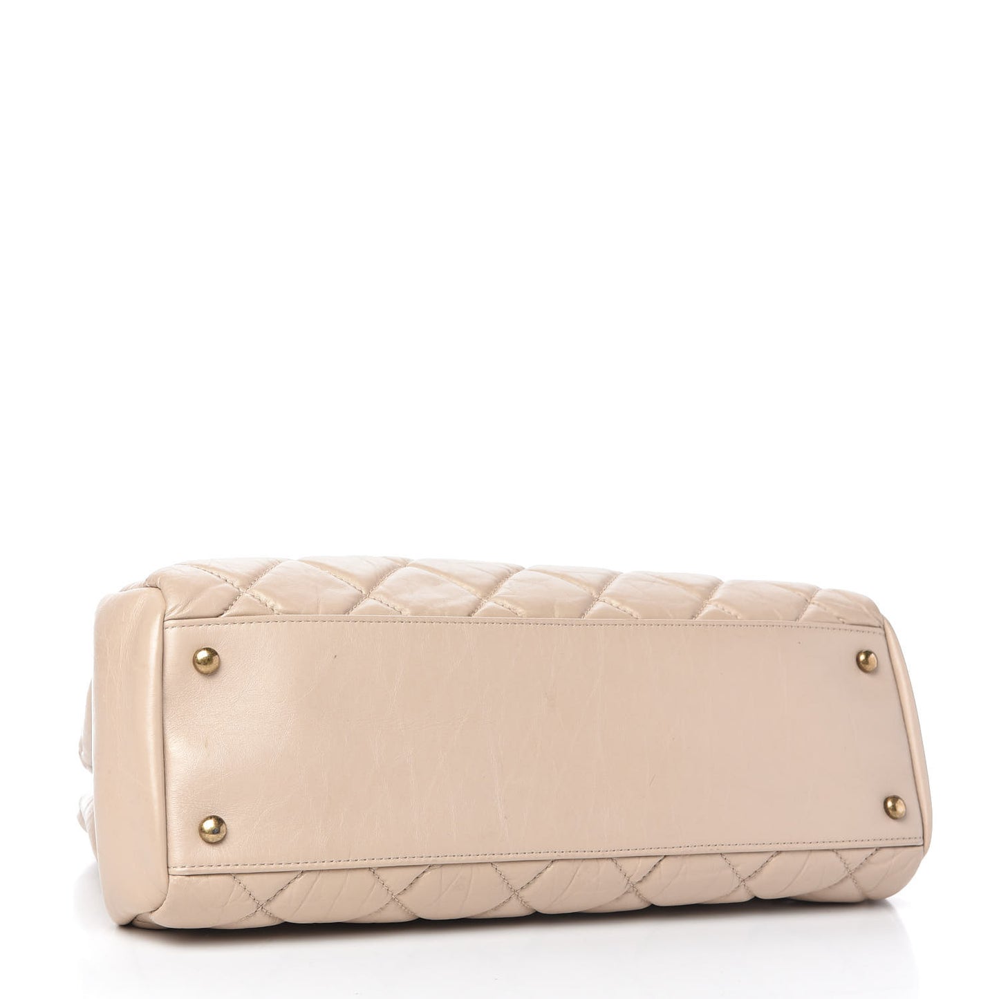 Aged Calfskin Large Just Mademoiselle Bowling Bag Beige