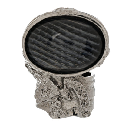Saint Laurent Glass Cabochon Arty Ovale Ring 49 5 Navy 1 of 5