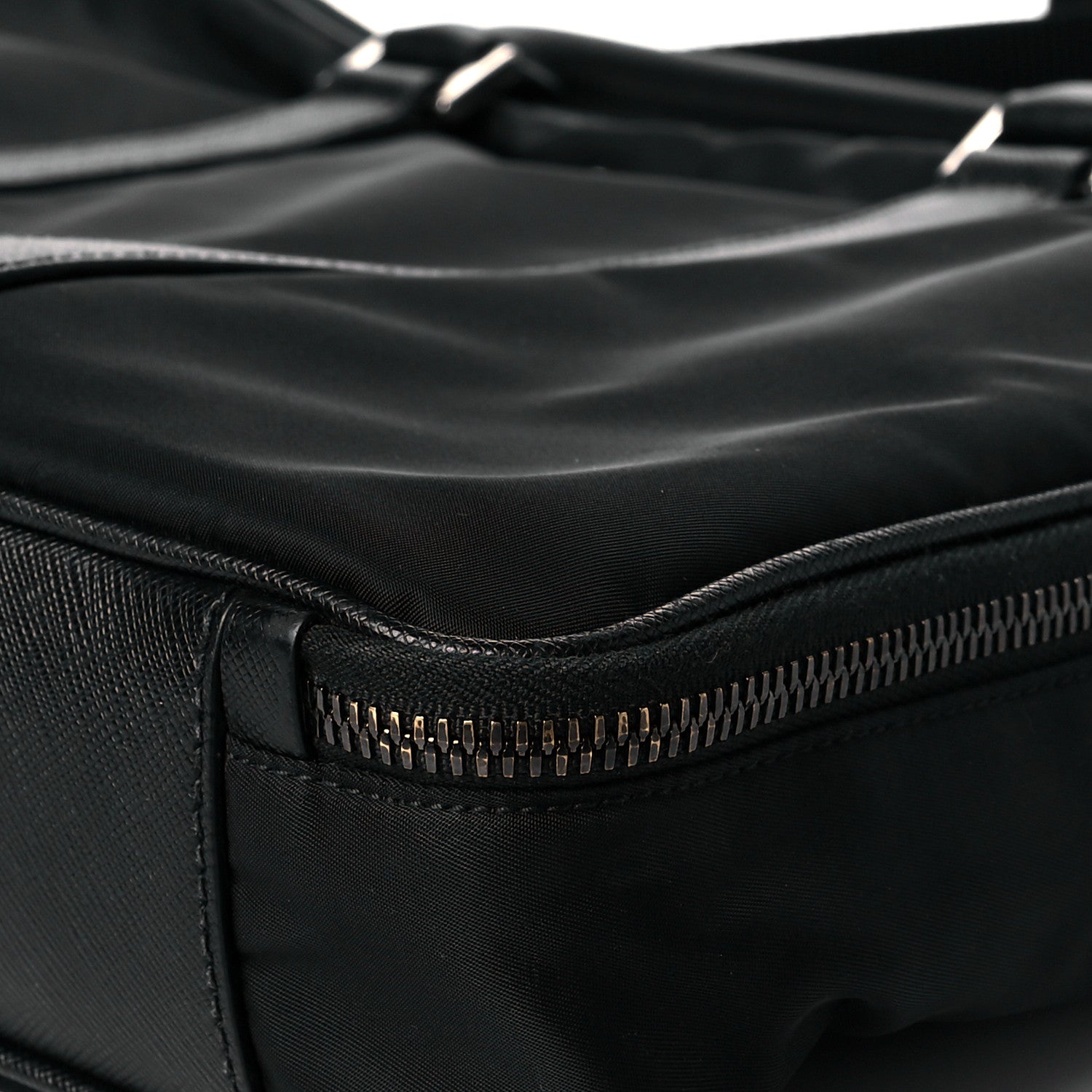 Prada Tessuto Nylon Saffiano Metal Triangle Logo Work Bag Black 7 of 15