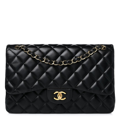 Chanel Lambskin Quilted Jumbo Double Flap Black 1 of 12