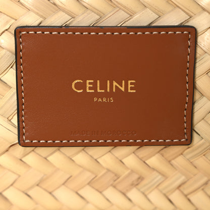 Celine Raffia Calfskin Triomphe Medium Panier Tan 6 of 10