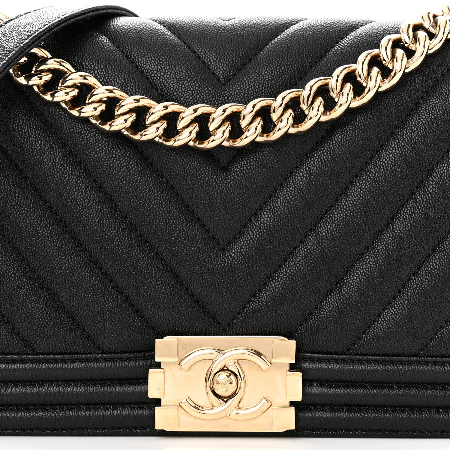 Chanel Caviar Chevron Quilted Medium Boy Flap Black 8 of 11
