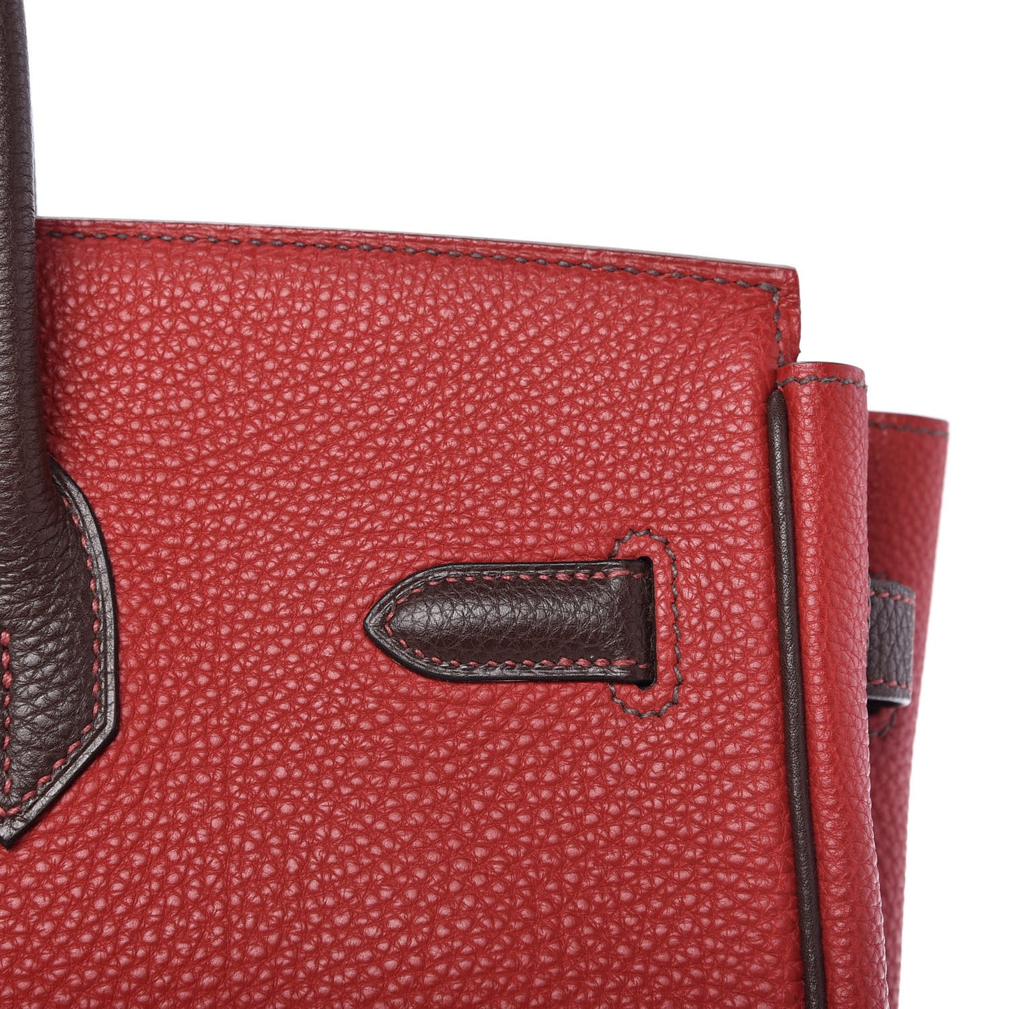 Togo Bi Color Horseshoe Birkin 35 Rouge Garance Chocolate