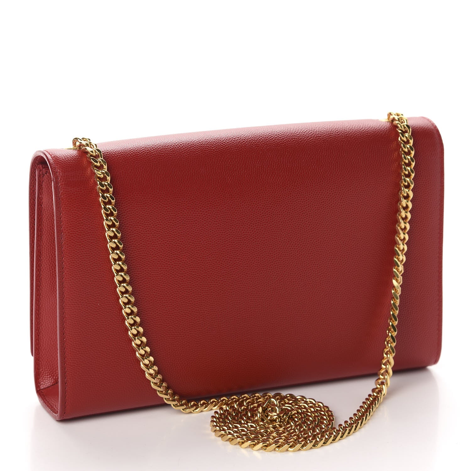 Saint Laurent Grain De Poudre Medium Monogram Kate Satchel Red 3 of 10