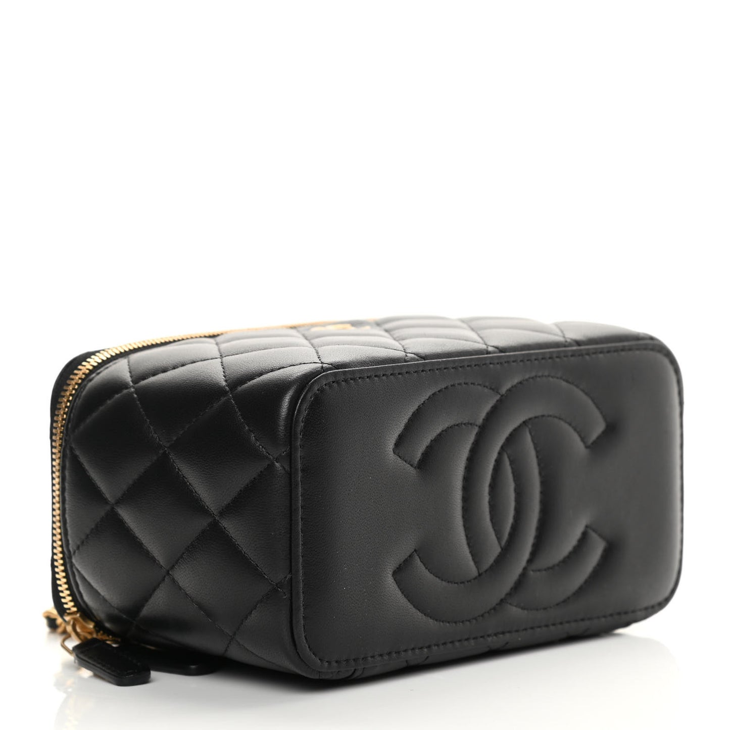 Lambskin Quilted Small Coco Vanity Case With Chain Black