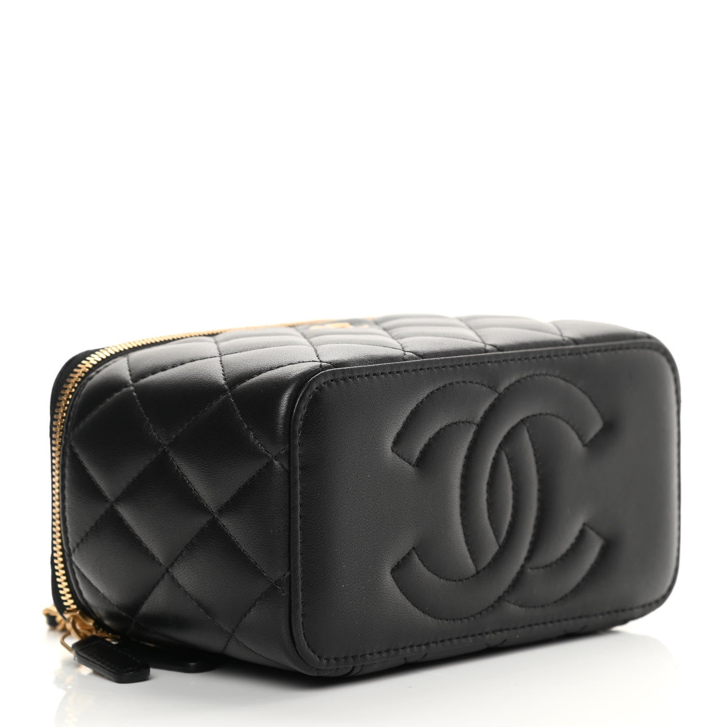 Chanel Lambskin Quilted Small Coco Vanity Case With Chain Black 4 of 12