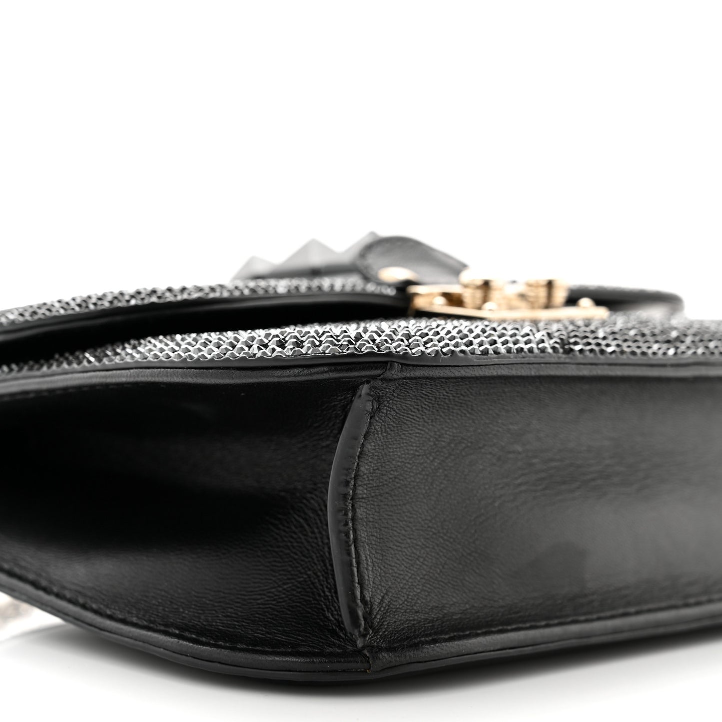 Nappa Crystal Small Glam Lock Rockstud Flap Black Multicolor