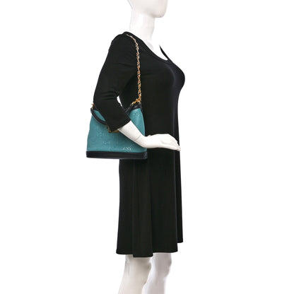 Gucci Wonka Grain Calfskin Bi-Color GG Debossed Small Padlock Shoulder Bag Dusty Azure Blue 2 of 9