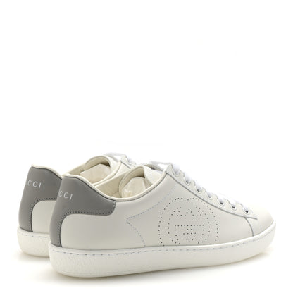 Gucci Calfskin Interlocking G Perforated Womens Ace Sneakers 37 White Grey Sky 5 of 10