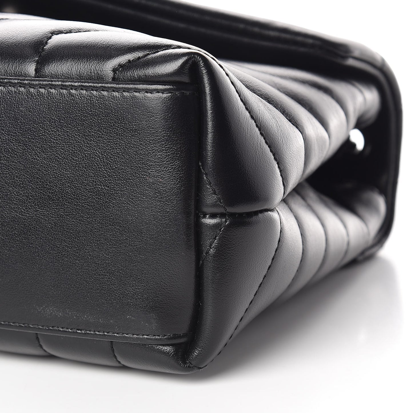 Calfskin Y Quilted Monogram Small Loulou Chain Satchel Black