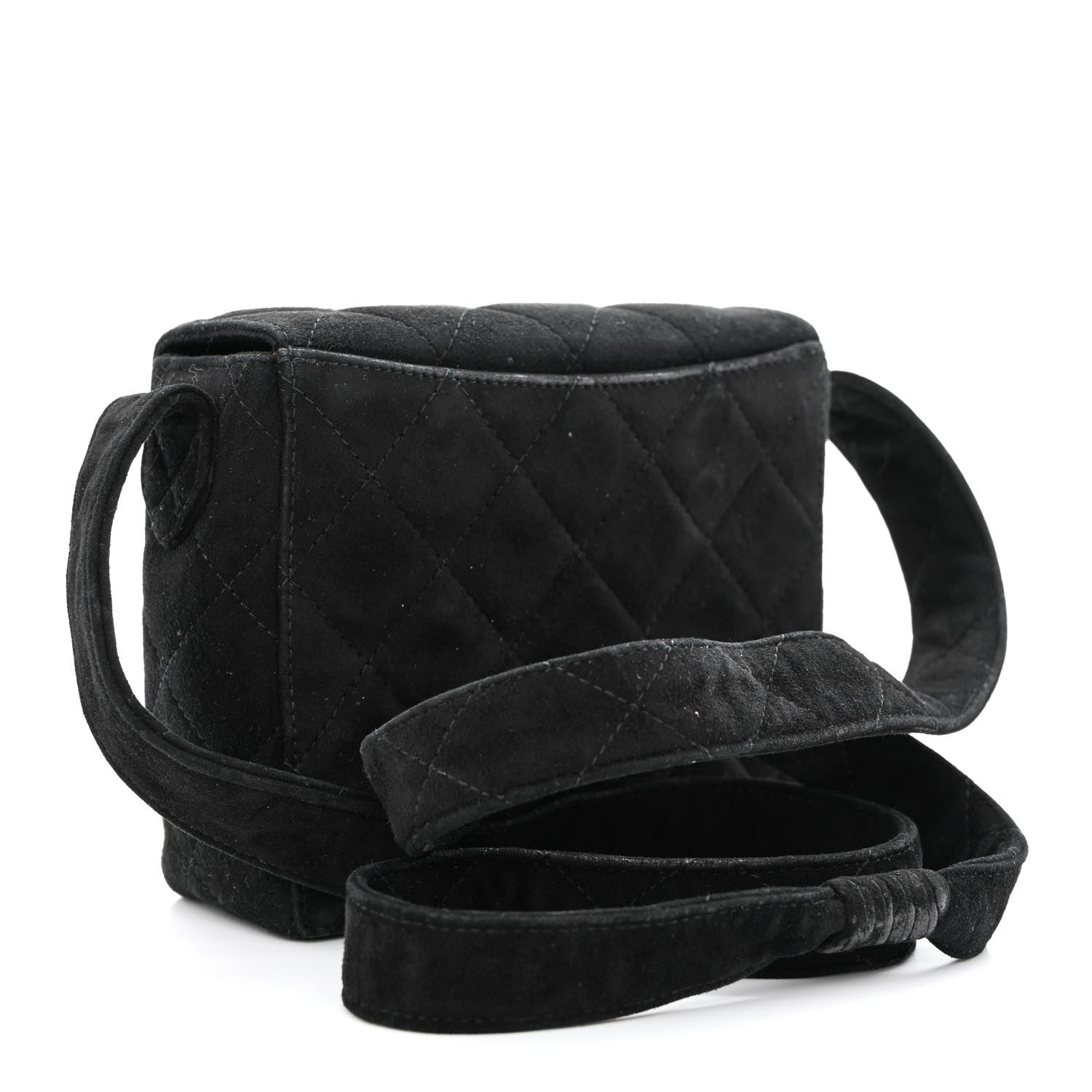 Chanel Suede Quilted Flap Shoulder Bag Black 3 of 11