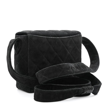 Chanel Suede Quilted Flap Shoulder Bag Black 3 of 11