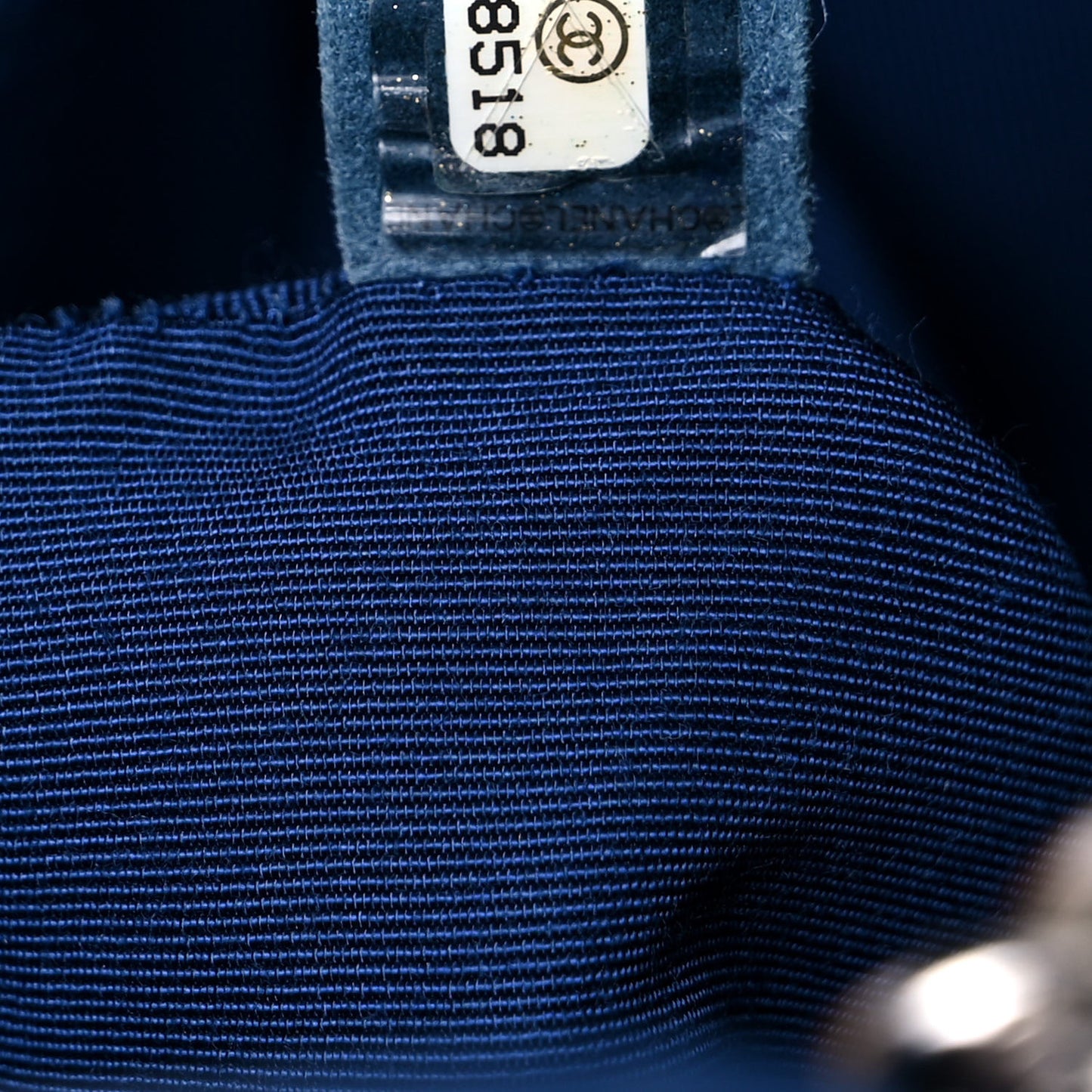 Lambskin Quilted CC Chain Bucket Drawstring Bag Blue