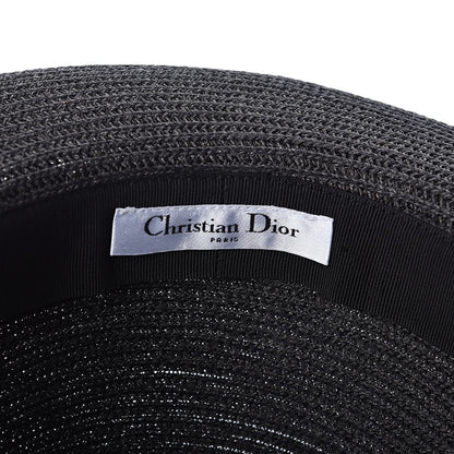 Christian Dior Straw Mexican Daytime Roses Hat Black 5 of 5