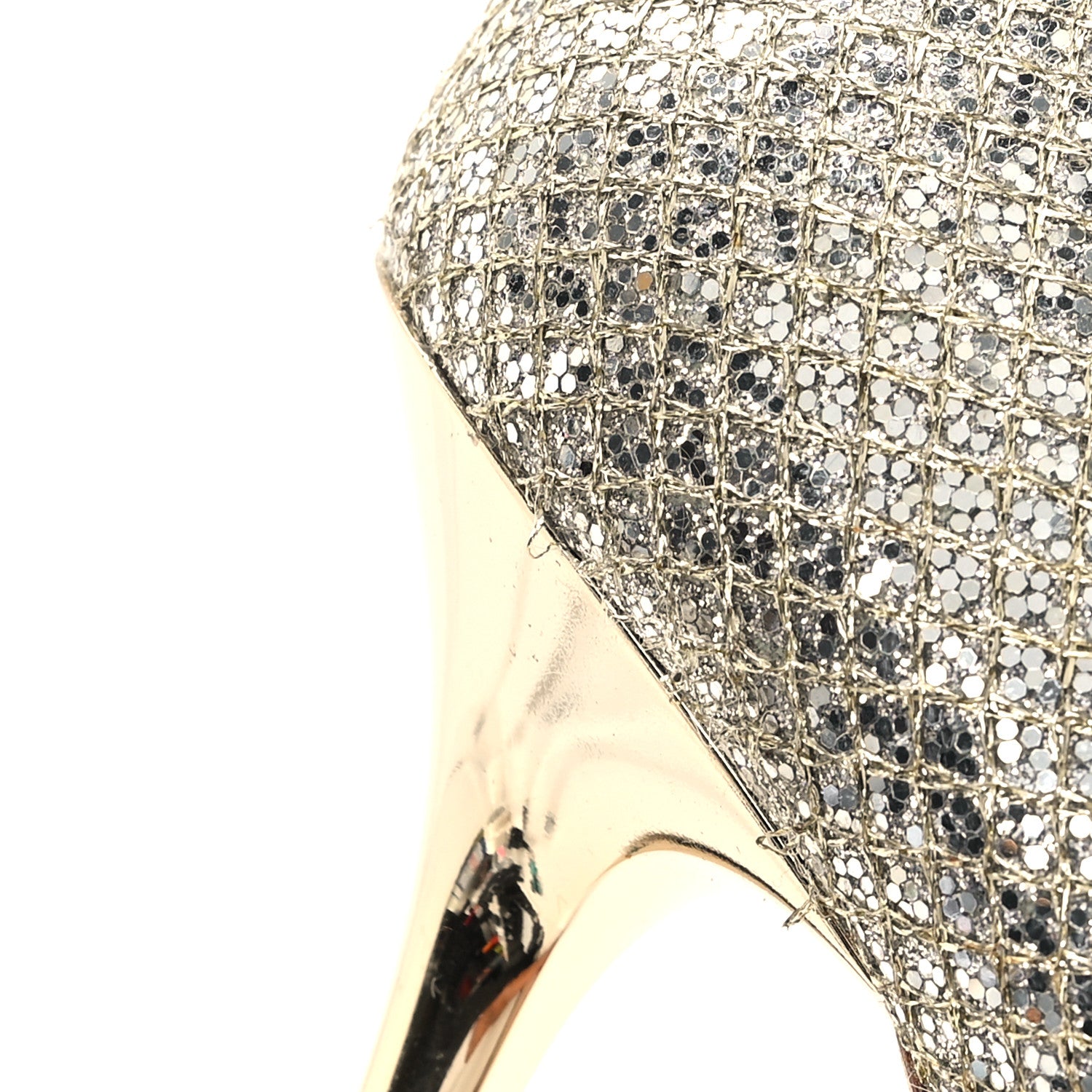 Jimmy Choo Glitter Fabric Romy 85 Pumps 37.5 Champagne 10 of 10