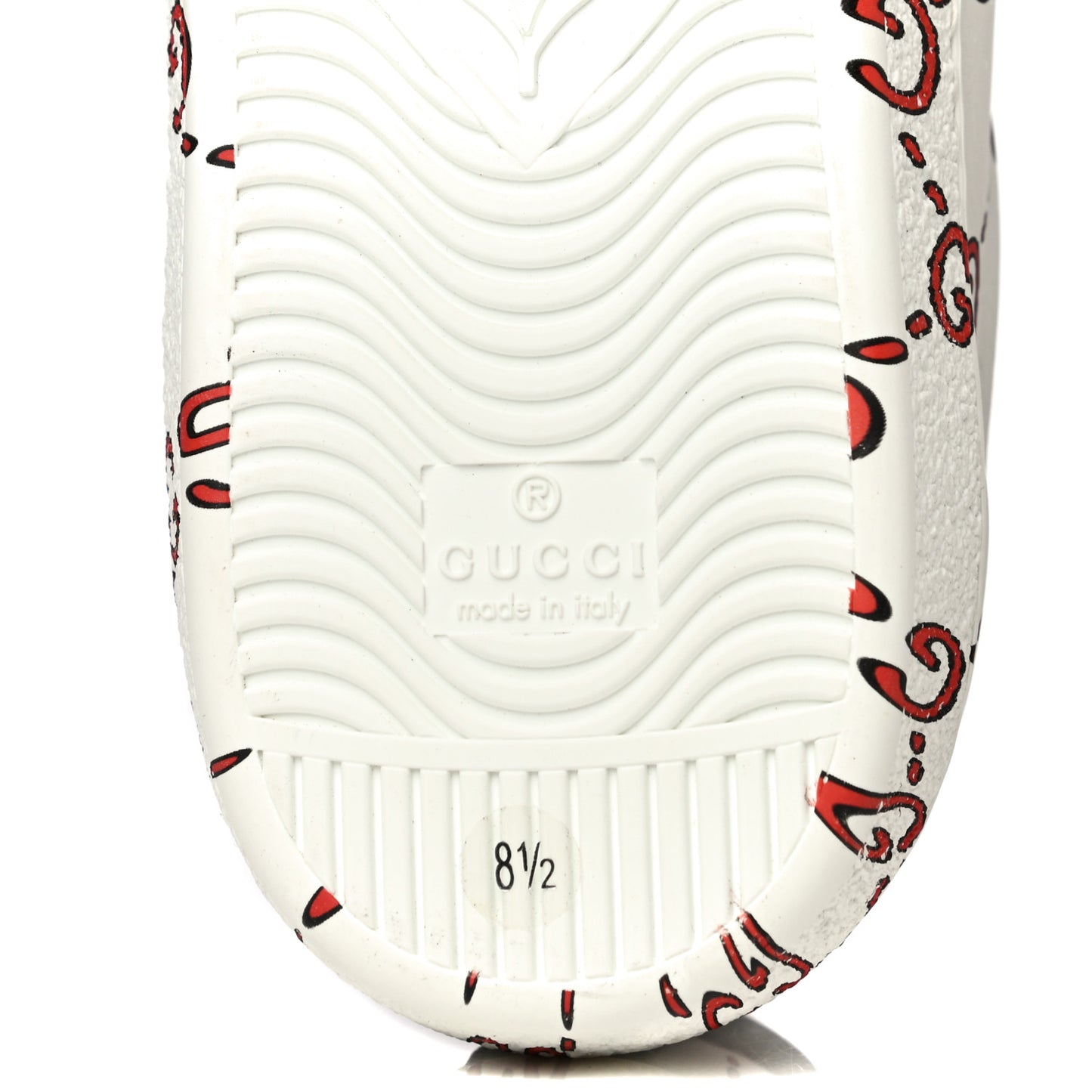 Calfskin GucciGhost Print Mens Ace Sneakers 8.5 White Hibiscus Red